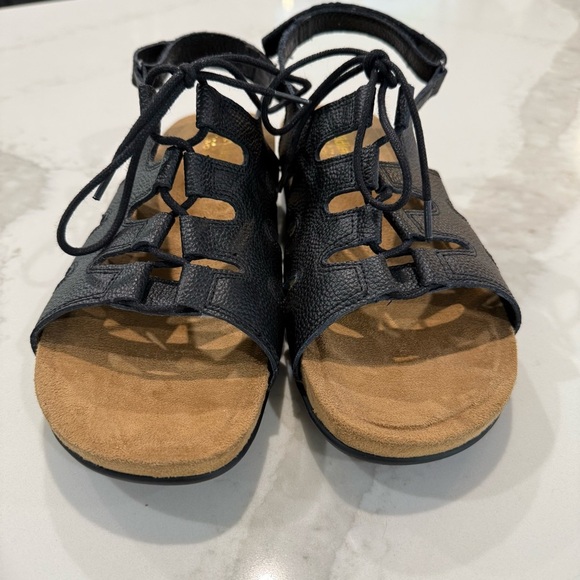 Cobbie Cuddlers Lace Up Leather Sandals Women’s 9 Black Comfort Insole Casual - Picture 2 of 10